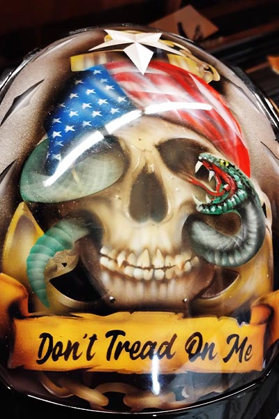 custom painted airbrused skull military helmet patriotic paint job